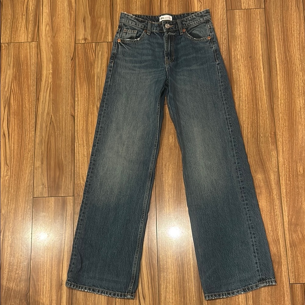 Zara Women's Straight Leg Jeans - Dark Blue